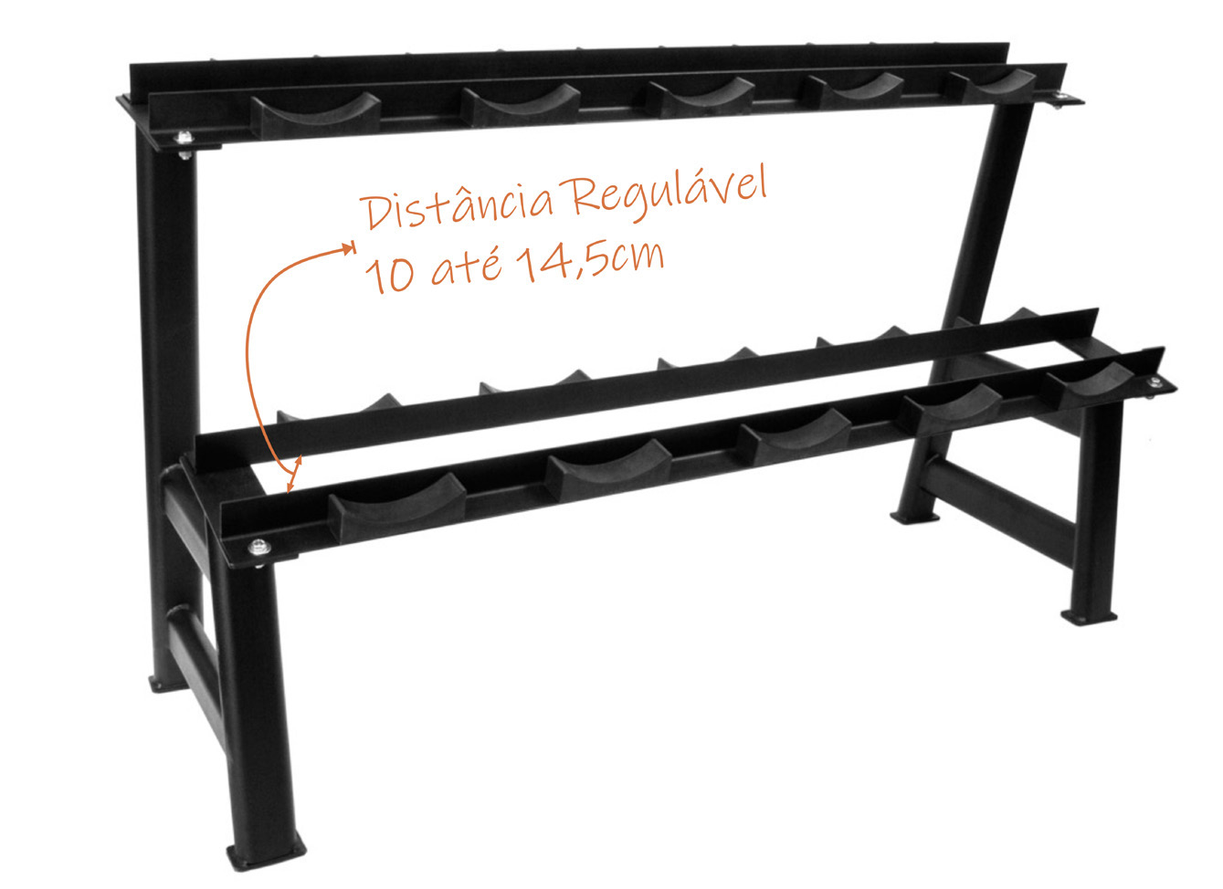 Mesa oblonga para 10 pares de dumbbells — foto de referência